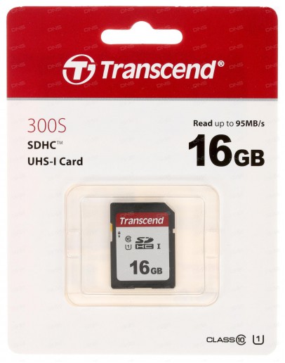 Память Transcend SDHC 16Gb class U1 300S UHS-I, 95/10 MB/s