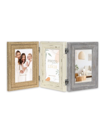 Мультирамка ZEP FF1816,  3 фото 10х15 см, полистирол, рамка-раскладушка